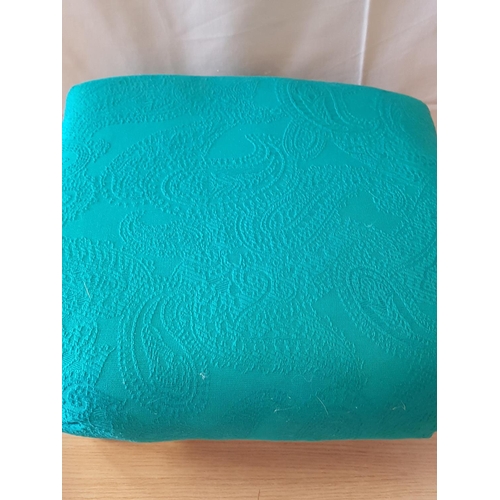 660 - Vintage Style Footstool in Turquoise Upholstery (36 x 36 x 17cm)