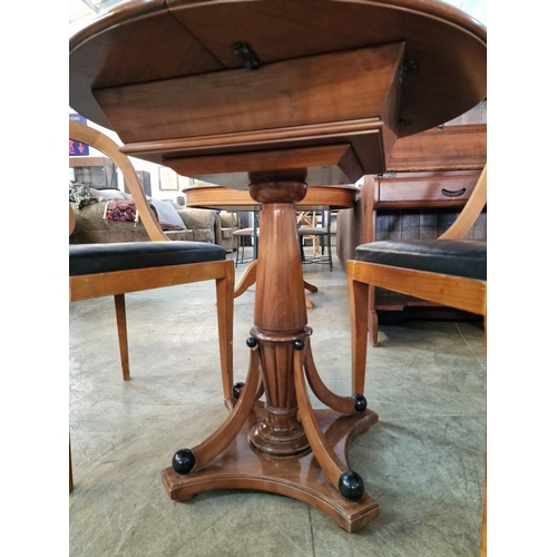 695 - Classical Style Round Games Table with Turned Pedestal Leg, Folding Top with Revolving Board and Che... 