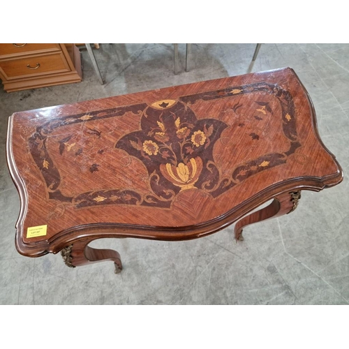 207 - Classic Style Console / Card Table with Inlaid Decoration and Metalwork, with Folding & Revolving To... 