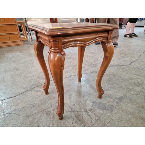 209 - Classic Style Coffee / Side Table with Carved Surround and Cabriole Legs, (Approx. 38 x 30 x 47cm)