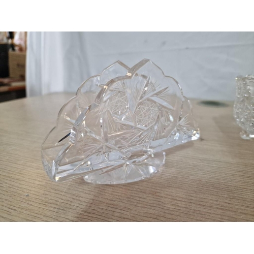 412 - Assorted Collection of Crystal Tableware Bohemia Style Napkin Holder, C.K. Crystal Czech Republic / ... 