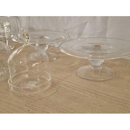 425 - Collection of Glassware 2 x Small Cake / Sandwich Lid and Various Cake Stand with Covers in Differen... 