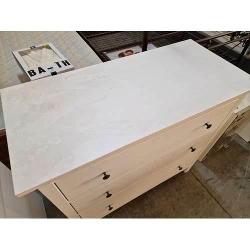 570 - White Colour 3-Drawer Chest of Drawers, (Approx. 108 x 50 x 95cm)