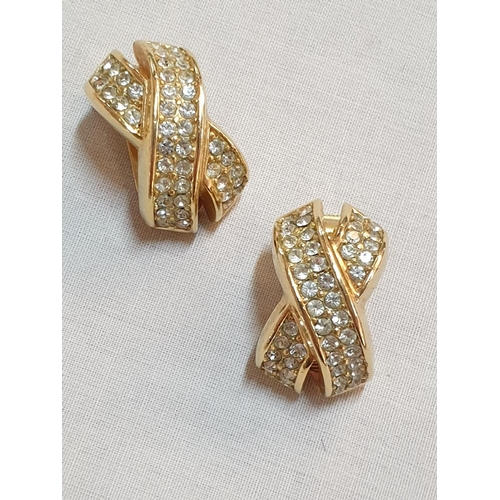 236 - Vintage Cristian Dior Gold Tone Clip On Earrings with White Stones and Vintage Rotary Zazou Ladies W... 