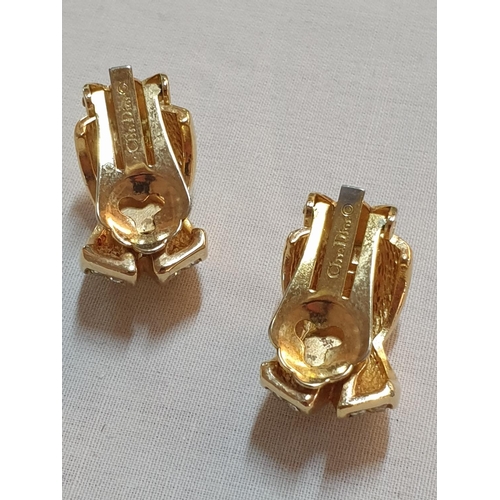 236 - Vintage Cristian Dior Gold Tone Clip On Earrings with White Stones and Vintage Rotary Zazou Ladies W... 