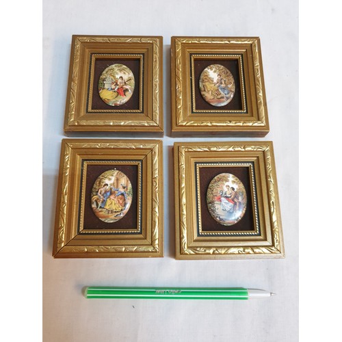 235 - Vintage Collection of 4 x Porcelain Miniature Pictures / Frame