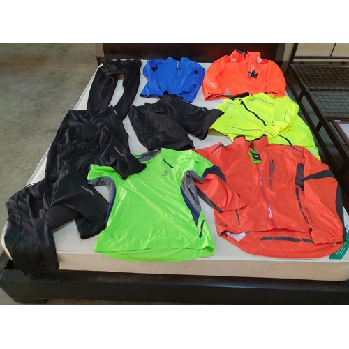 128 - Large Collection of Men's (Size L, XL) Cycling Clothes, Shirts, Shorts, Waterproof Jackets, Cycling ... 