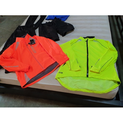 128 - Large Collection of Men's (Size L, XL) Cycling Clothes, Shirts, Shorts, Waterproof Jackets, Cycling ... 