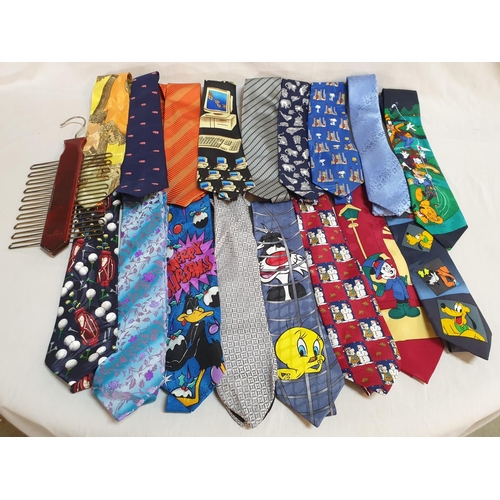 143 - A Large Collection of 17 x Colourful Ties Including Novelty Disney 