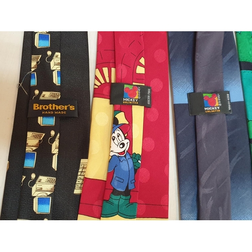 143 - A Large Collection of 17 x Colourful Ties Including Novelty Disney 