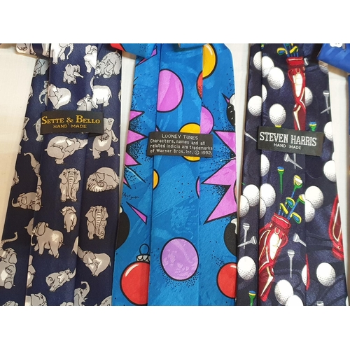 143 - A Large Collection of 17 x Colourful Ties Including Novelty Disney 