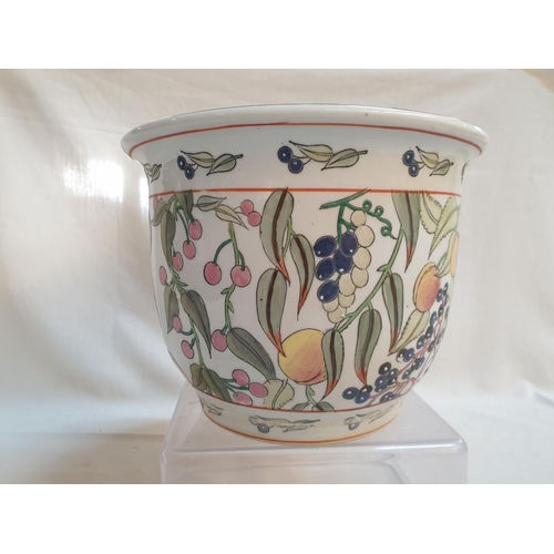 405 - Hand Painted Porcelain Plant Pot with Plate with Fruit Pattern (H:18cm x Ø23cm)