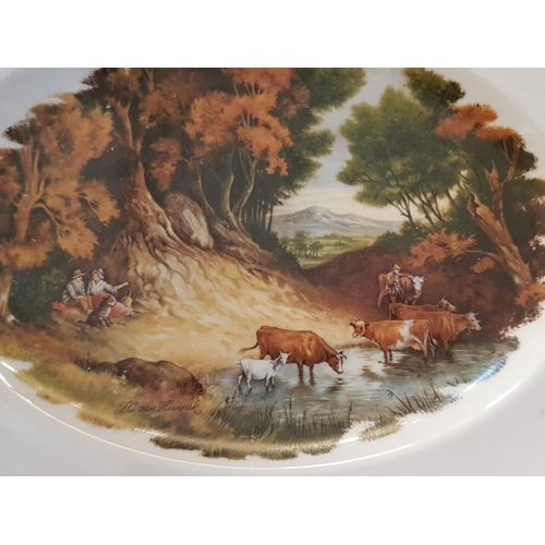 11 - Large Oval Porcelain Dish with JC Van Hunnik 