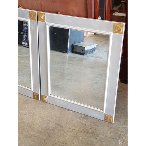 112 - Pair of Mirrors in Decorative Silver Tone Frames (55 x 66cm each)