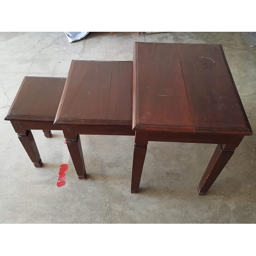 22 - Classic Nest of Table in Dark Solid Wood (A/F), (46 x 60 x 59cm)