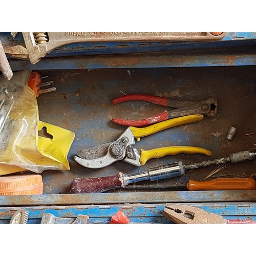 33 - Large Collection of Tools; Pipe Wrench, Pincers Catters etc Together with 2 x Tool Boxes (Large Meta... 