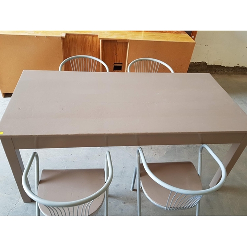 466 - Large Outdoor Rectangular Table (Brown, Grey Finished), (90 x 182 x 79cm) Together with 4 x Matching... 