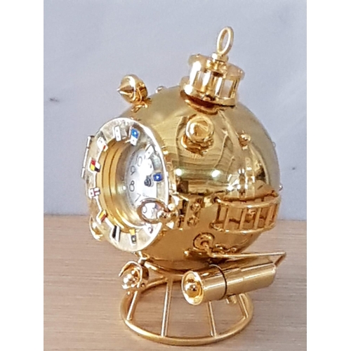 8 - Stylish Decorative Clock, Novelty Desk Item Vaguely Shaped Like a Divers Helmet, Quartz (H:18cm), (u... 