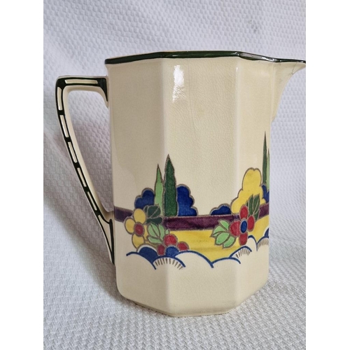 558 - Large Antique Royal Doulton Jug and Washbowl; Circa 1930's with Tall Hexagonal Jug (Approx. H: 26cm)... 