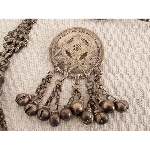 739 - 4 Pieces of Traditional Omani Wedding Jewellery; Vintage Handmade Bedouin Pieces, Incl. Silver Hirz ... 