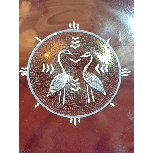 753 - Hand Craft Glass Hand Painted and Engraved Ethnic Pattern Decorative Pedestal Plate (Ø25.5cm)