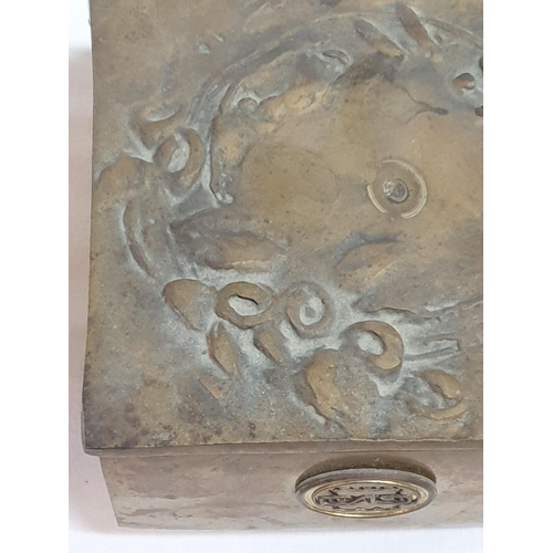 756 - Heavy Brass Decorative Box (11.5 x 11.5cm x 6cm) Decorated with Thessaloniki