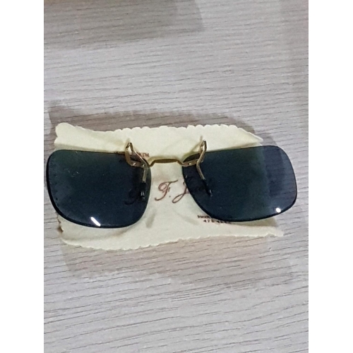 769 - Vintage Clip-on Sunglasses in Case, Together with  Black Stone Cross Pendant Set with Clear Stone (A... 