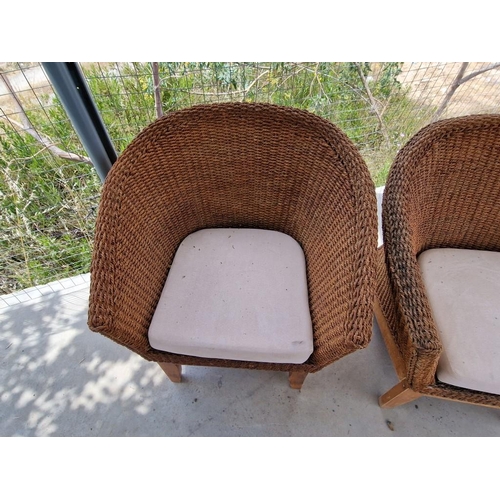 456 - 3 x Rattan Garden Chairs with Cushions