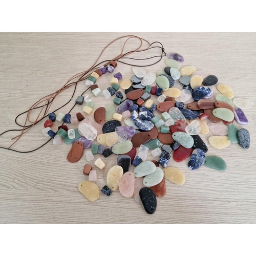 84 - Large Qty of Multicolour Stones for Necklaces / Bracelets, Together with Some Cord, Read for Threadi... 