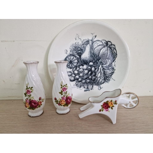 85 - Wedgwood 'Freedom from Hunger Campaign' Collectable Plate, Together with 'Cottage Rose' Vases and Ba... 