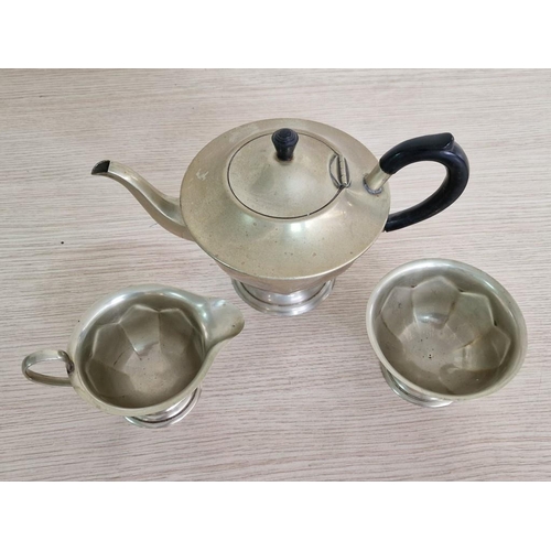 88 - Vintage / Retro Silver Plated 3-Piece Tea Set of Tea Pot, Milk Jug and Sugar Bowl, (3)