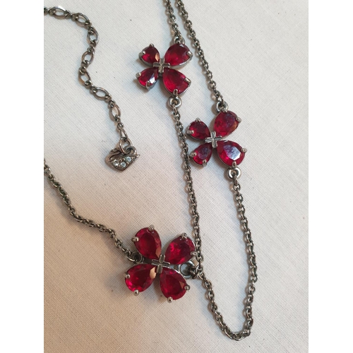 797 - Swarovski Ladies Necklace Large Red Crystals with Butterfly Design