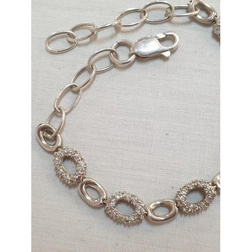 825 - Sterling Silver Hallmarked .925 Bracelet with Clear Stones, a Sterling Silver Hallmarked .925 Heart ... 