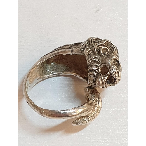 826 - Solid Silver Hallmarked Lion's Head Themed Ladies Rings, Total Weight 8.6grms