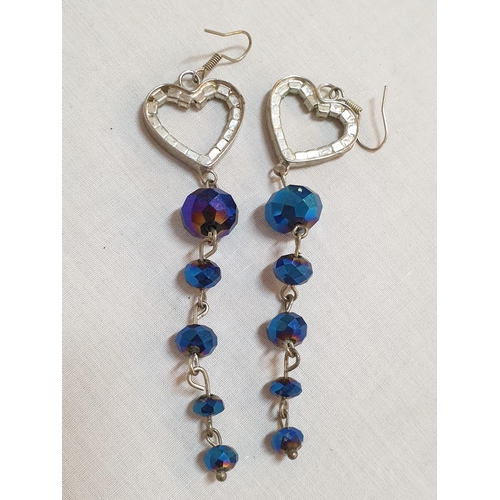 830 - Costume Jewellery inc; Pair of Dangling Earrings, Heart with Crystal