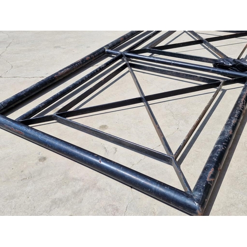 461 - Black Metal Garden Gate, Custom Made, with 2 x Hanging Brackets, (Approx. 160 x 85cm)