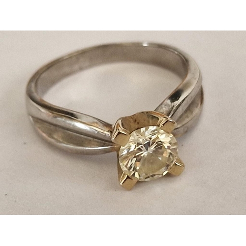 75 - 18ct Two-Tone Gold and 1ct Diamond Solitaire Ring, (Approx. 8.1g Total Weight, Size R/S, Diamond Ø: ... 