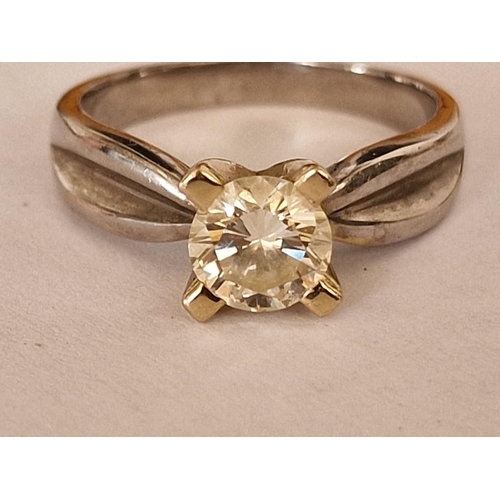 75 - 18ct Two-Tone Gold and 1ct Diamond Solitaire Ring, (Approx. 8.1g Total Weight, Size R/S, Diamond Ø: ... 