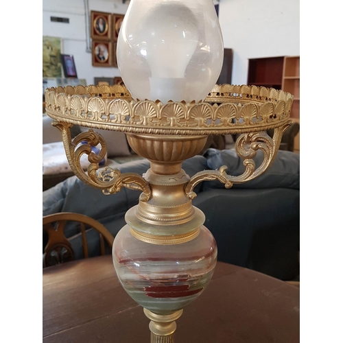 103 - Vintage Onyx / Brass Effect Lamp (Missing Glass Lamp Shade), (H:79cm), (Un-Tested)