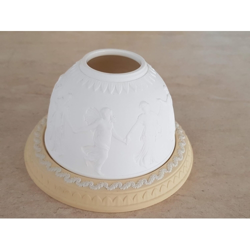 198 - Wedgewood Primrose Jasperware - Lithophane Votive Candle Holder, Base is Primrose Yellow Jasperware ... 