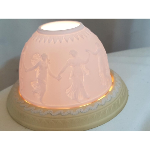 198 - Wedgewood Primrose Jasperware - Lithophane Votive Candle Holder, Base is Primrose Yellow Jasperware ... 