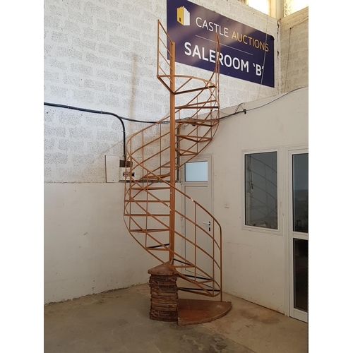 120 - Outdoor Metal Spiral Staircase with Wooden Steps