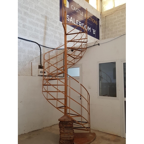 120 - Outdoor Metal Spiral Staircase with Wooden Steps