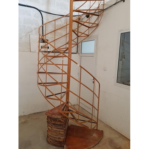 120 - Outdoor Metal Spiral Staircase with Wooden Steps