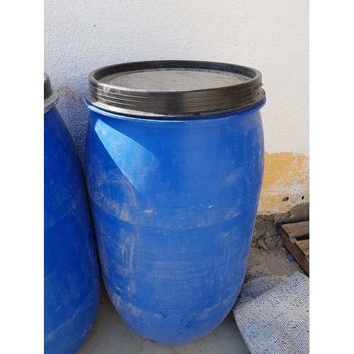 203 - 2 x 120L each Open Top Plastic Drum (Barrels) wit Lid (L:98 x Ø52cm each)