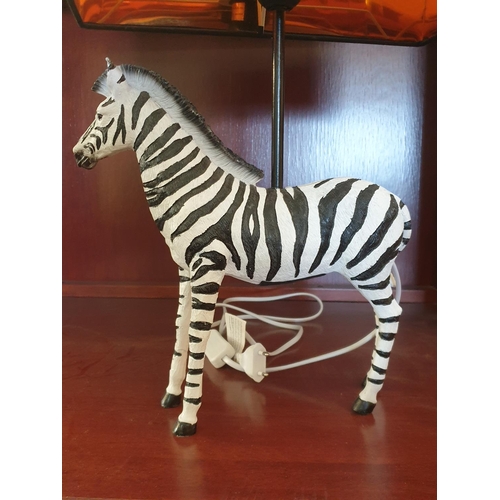 218 - Zebra Lamp, Modern Table Lamp Zebra Shape Base and Rectangular Black Lamp Shade (Un-Tested)