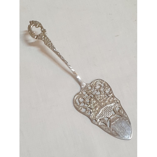 222 - Antique / Vintage Solid Silver Hallmarked .830 Cypriot Cake Slice / Server, Total Weight 44.3grms (L... 