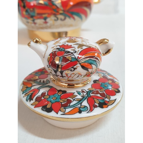 228 - Vintage Lomonosov Russian Porcelain Miniature Tea Pot with Tea Pot on Lid, Made in USSR (Approx H:10... 