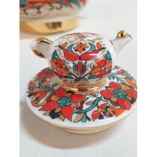 228 - Vintage Lomonosov Russian Porcelain Miniature Tea Pot with Tea Pot on Lid, Made in USSR (Approx H:10... 