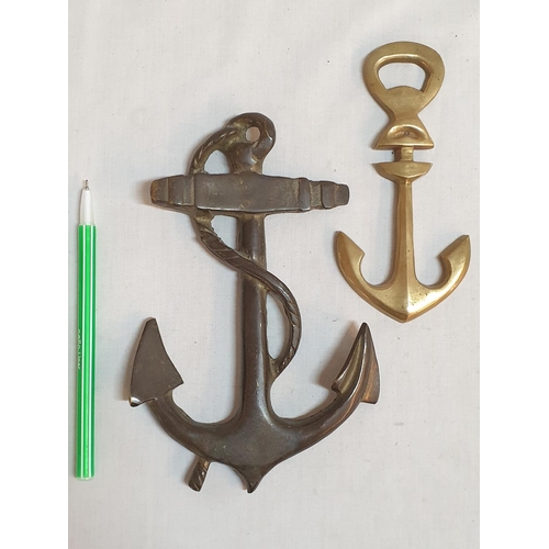 233 - Vintage Solid Brass Anchor Wall Hanging with a Solid Brass Anchor Design Bottle Opener (2)